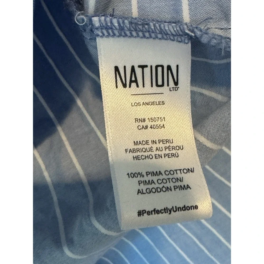 Nation LTD Button Down Shirt Dress S Pima Cotton Cover Up Coastal Resort Wear - Picture 9 of 12